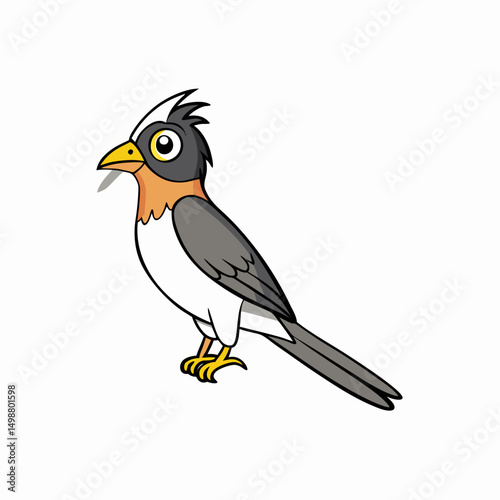 Cuckoo Bird Perched Vector Style On White
