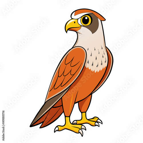 Falcon Bird Perched Vector Style On White