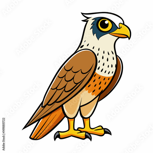 Falcon Bird Perched Vector Style On White