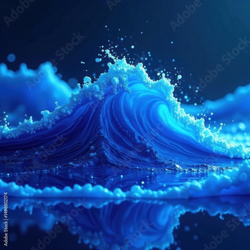 Fluid blue digital wave, shimmering tech surface, corporate design, innovation