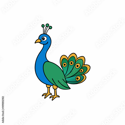 Peacock Bird Perched On White