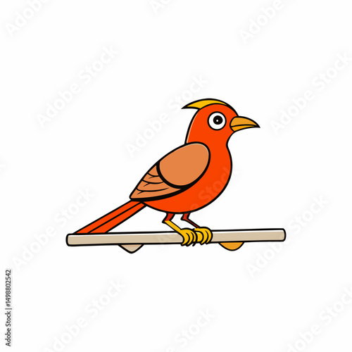 Rail Bird Perched Vector Style On White