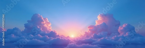 Deep blue twilight sky with soft pastel clouds at sunset , scene, peaceful