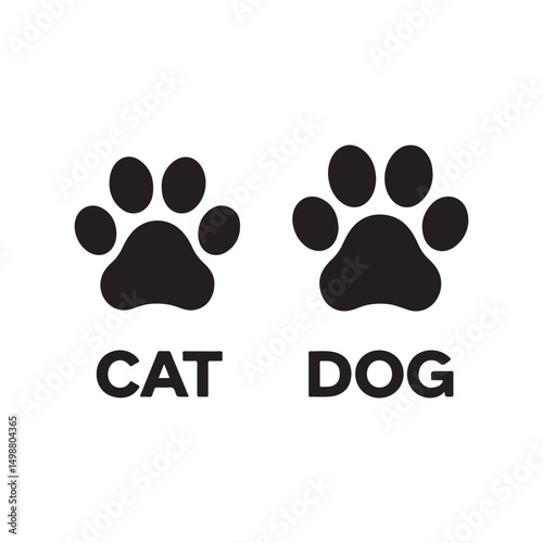 Dog and cat paw print icon vector illustration symbol