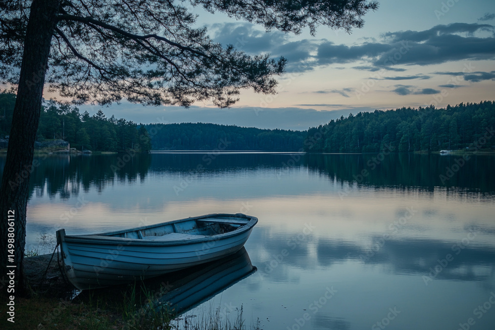 Fototapeta canoe on lake