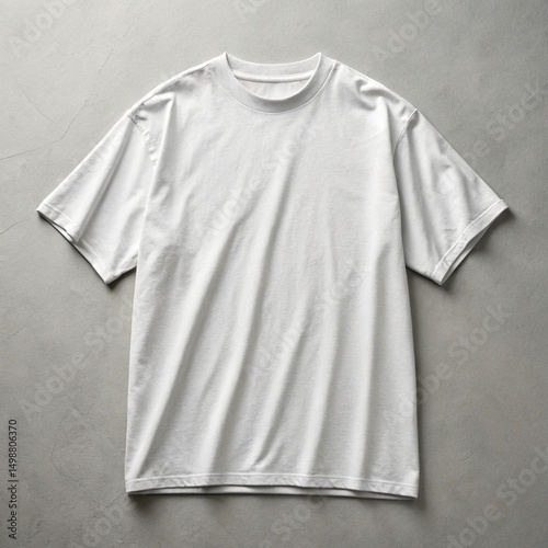 Basic plain white oversized t-shirt laid flat—ideal for fashion, clothing design mockups, or e-commerce listings.
