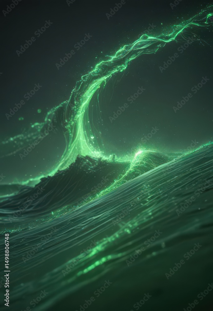 custom made wallpaper toronto digitalShimmering green energy wave, abstract form, mystical radiant particles  ,  element, energy