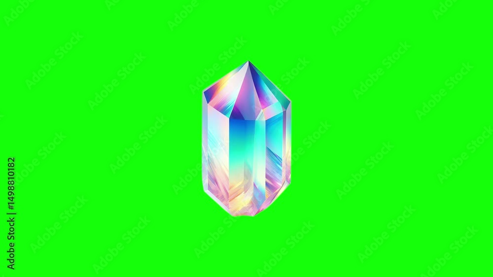 Rainbow aura quartz crystal green screen animation motion graphic in 4K high resolution.