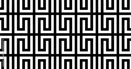 Vertical S shape Seamless black and white geometric pattern background