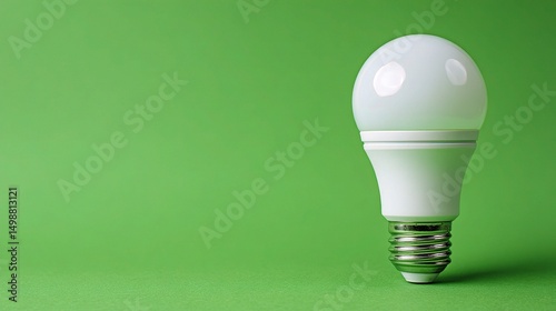 Eco-Friendly LED Bulb on Vibrant Green Background Symbolizing Sustainability