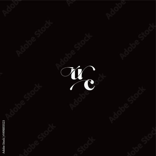 monogram style and elegant concept UC wedding typography initial letter organic hairline logo