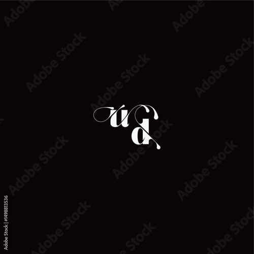 monogram style and elegant concept UD wedding typography initial letter organic hairline logo