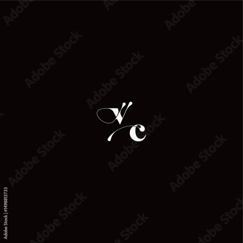 monogram style and elegant concept VC wedding typography initial letter organic hairline logo