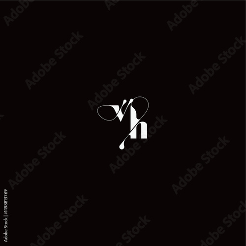 monogram style and elegant concept VH wedding typography initial letter organic hairline logo