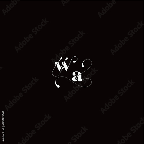 monogram style and elegant concept WA wedding typography initial letter organic hairline logo