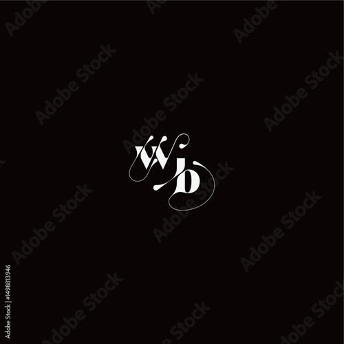 monogram style and elegant concept WB wedding typography initial letter organic hairline logo