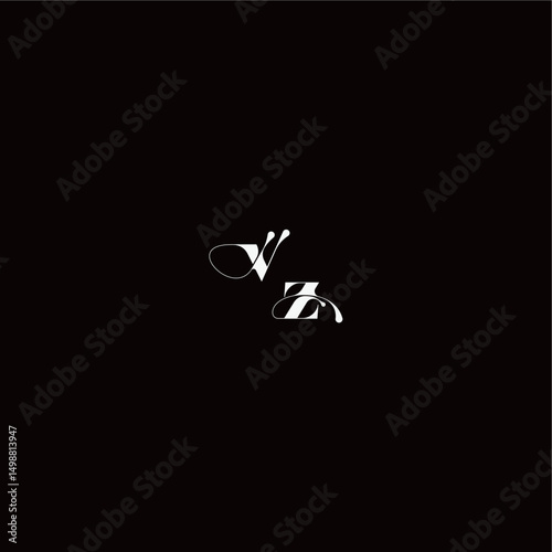 monogram style and elegant concept VZ wedding typography initial letter organic hairline logo