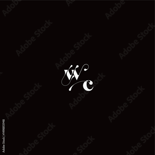 monogram style and elegant concept WC wedding typography initial letter organic hairline logo