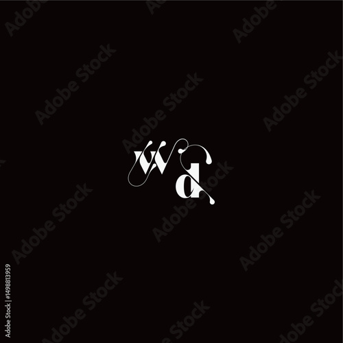 monogram style and elegant concept WD wedding typography initial letter organic hairline logo
