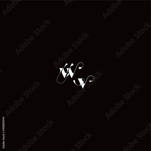 monogram style and elegant concept WV wedding typography initial letter organic hairline logo
