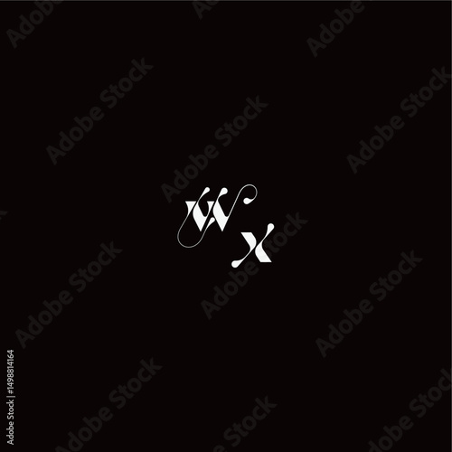 monogram style and elegant concept WX wedding typography initial letter organic hairline logo