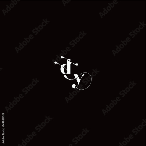 organic hairline logo DY monogram style and elegant concept wedding typography initial letter