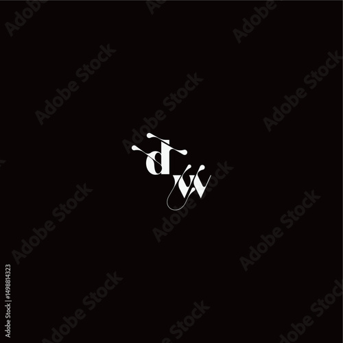 organic hairline logo DW monogram style and elegant concept wedding typography initial letter