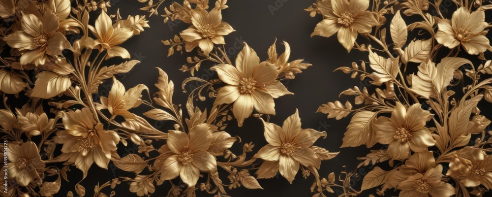 custom made wallpaper toronto digitalElegant gold floral background, ornate leaves & blossoms ,  design,  floral