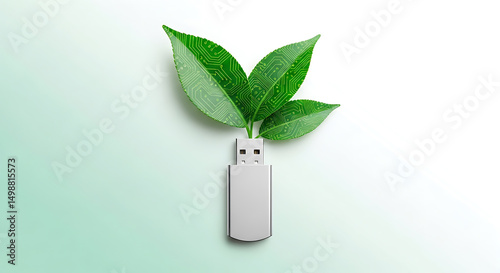 Green Data: USB Drive with Growing Leaves