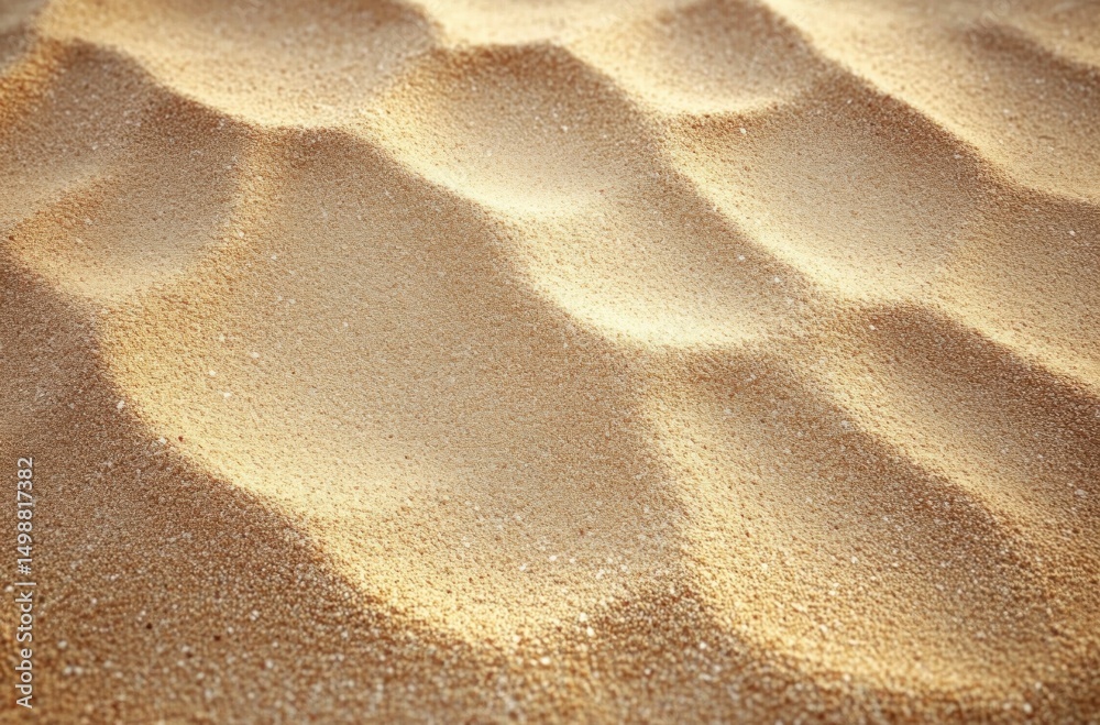 Close-up view of golden sand mounds with soft shadows creating a pattern of small hills under natural light Close-up view of golden sand mounds with soft shadows creating a pattern of small hills under natural light