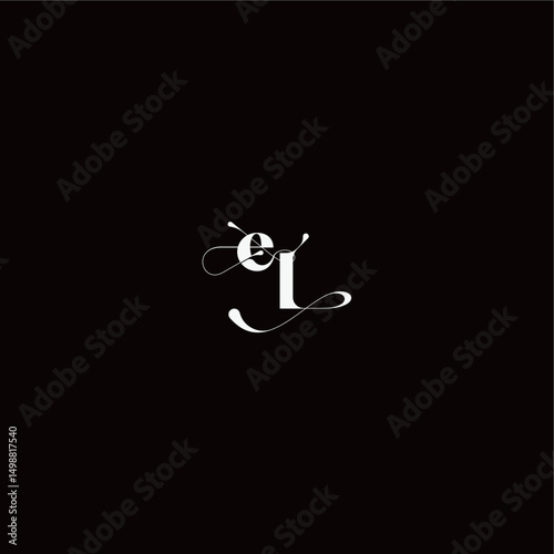 organic hairline logo EL monogram style and elegant concept wedding typography initial letter