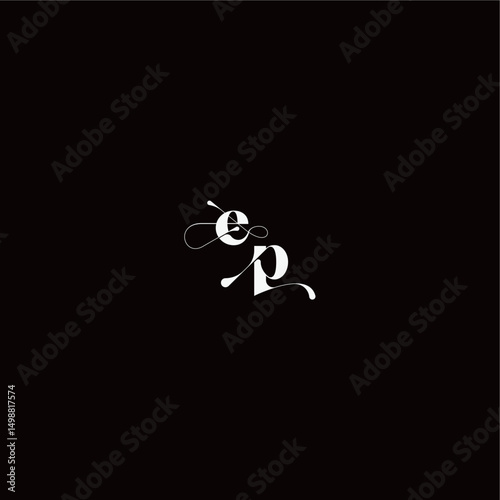 organic hairline logo EP monogram style and elegant concept wedding typography initial letter