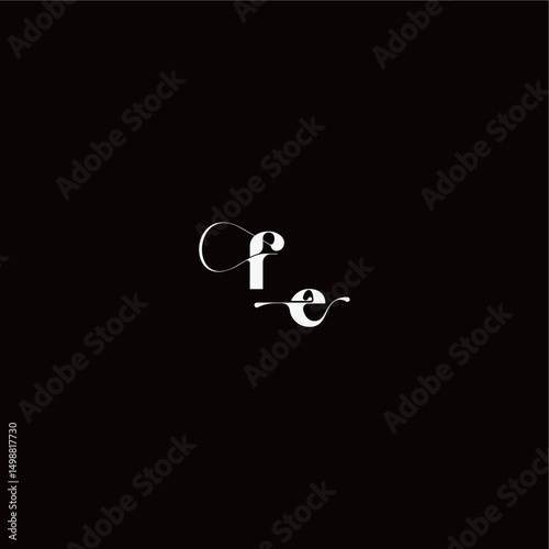 organic hairline logo FE monogram style and elegant concept wedding typography initial letter