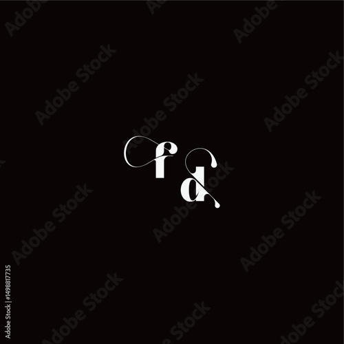 organic hairline logo FD monogram style and elegant concept wedding typography initial letter