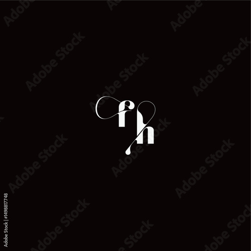 organic hairline logo FH monogram style and elegant concept wedding typography initial letter