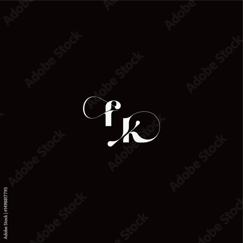 organic hairline logo FK monogram style and elegant concept wedding typography initial letter
