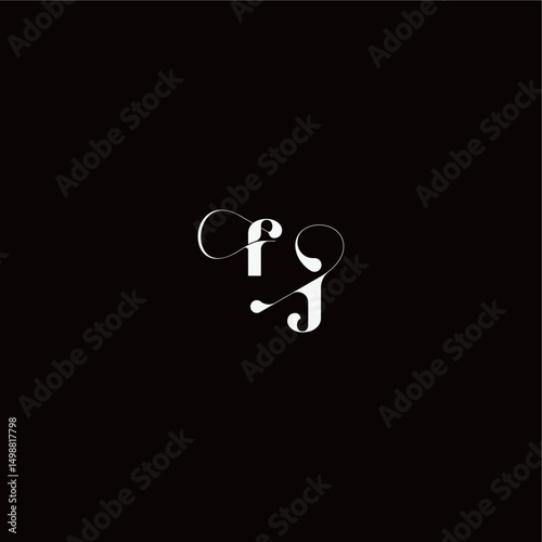 organic hairline logo FJ monogram style and elegant concept wedding typography initial letter
