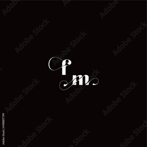 organic hairline logo FM monogram style and elegant concept wedding typography initial letter