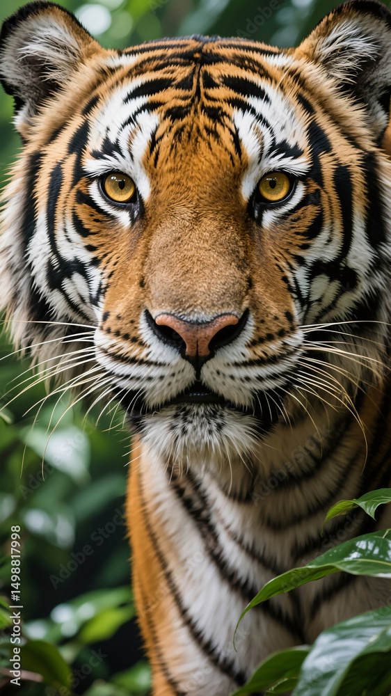 Close-up of a tiger’s face showcasing highly detailed fur texture and piercing golden eyes. Perfect for wildlife photography, nature art, animal portraits, powerful visuals, and conservation themes.
Close-up of a tiger’s face showcasing highly detailed fur texture and piercing golden eyes. Perfect for wildlife photography, nature art, animal portraits, powerful visuals, and conservation themes.