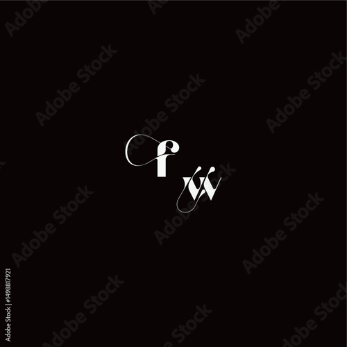 organic hairline logo FW monogram style and elegant concept wedding typography initial letter
