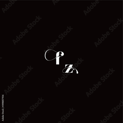 organic hairline logo FZ monogram style and elegant concept wedding typography initial letter