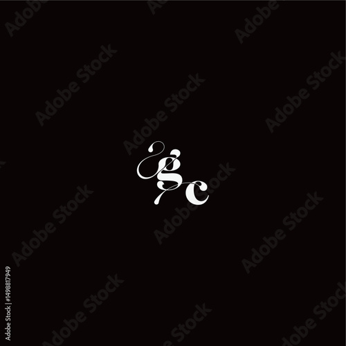 organic hairline logo wedding typography initial letter monogram style and elegant concept GC