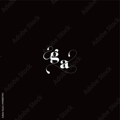 organic hairline logo GA monogram style and elegant concept wedding typography initial letter