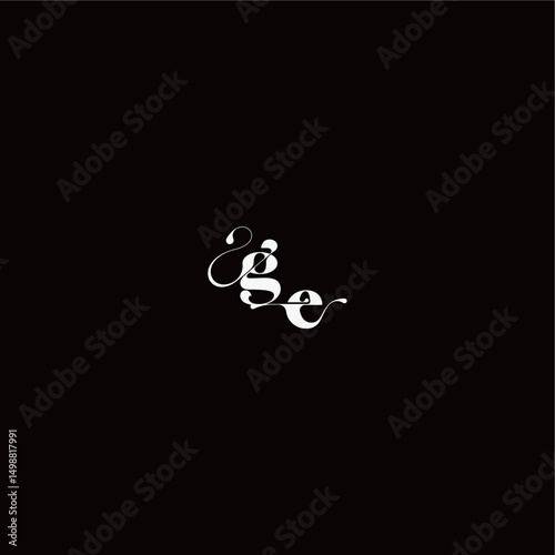 organic hairline logo wedding typography initial letter monogram style and elegant concept GE