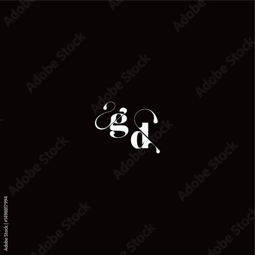 organic hairline logo wedding typography initial letter monogram style and elegant concept GD