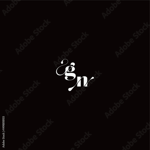 organic hairline logo wedding typography initial letter monogram style and elegant concept GN