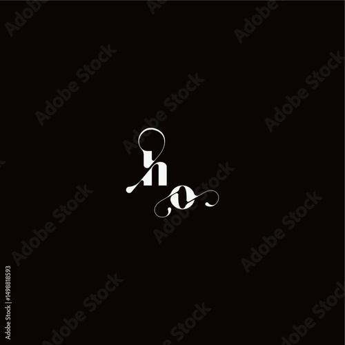 organic hairline logo wedding typography initial letter monogram style and elegant concept HO