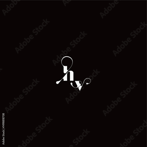 organic hairline logo wedding typography initial letter monogram style and elegant concept HV