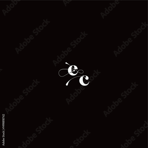 organic hairline logo EC monogram style and elegant concept wedding typography initial letter