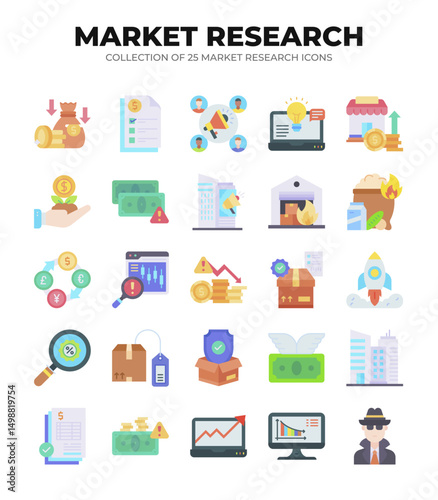 Collection of 25 Market Research Icons. A Visual Guide to Business Insights